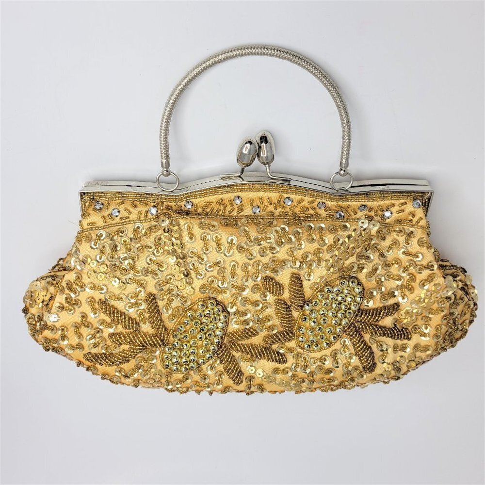Gold Glitter Evening Clutch Purse